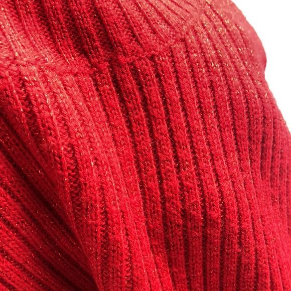 g  collection wool blend ribed red metallic sleeveless turtle neck top - Picture 4 of 4